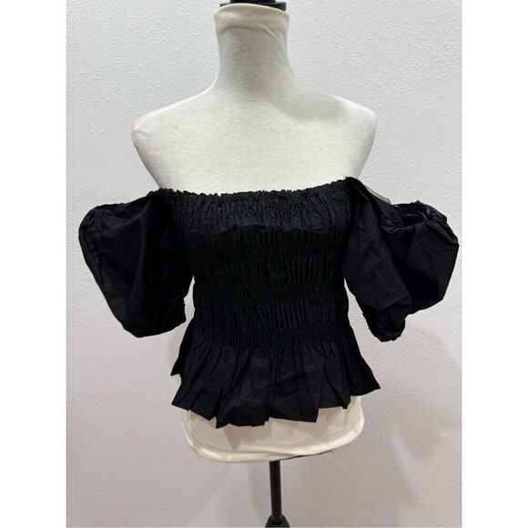 ASTR THE  LABEL women of shoulde blouse black size small puff sleeves - Picture 7 of 9